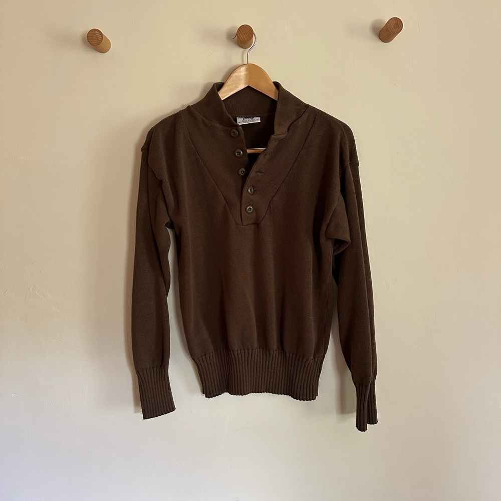 Vintage DSCP Garrison Collection Military Brown 5 button sweater